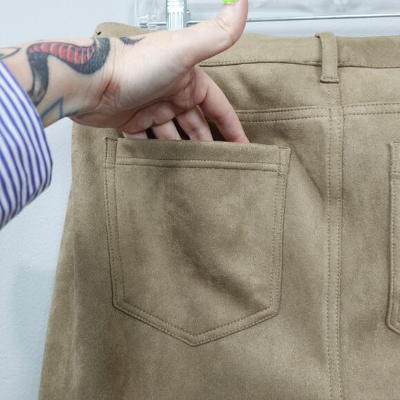 Liverpool Faux Suede Pants Sz 12‎ Moccasin Camel Tan Skinny Leg High Rise - Picture 8 of 14